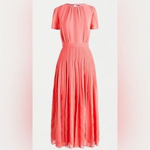 NWT J.crew coral Midi dress in embroidered chiffon size 0